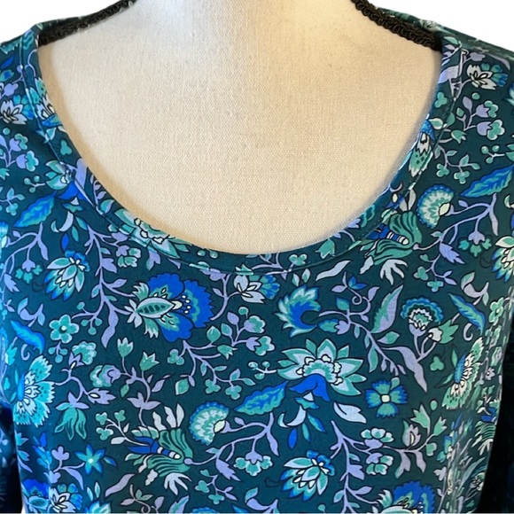 Lands End Floral Scoop Neck Long Sleeve A-Line Dress Size Medium - Picture 5 of 10